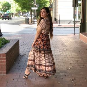 Orange Floral maxi dress